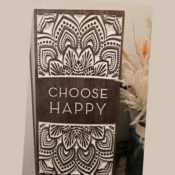 Large Etched Wooden Sign – “Choose Happy” –  24” Tall Approx. - Picture 2 of 2